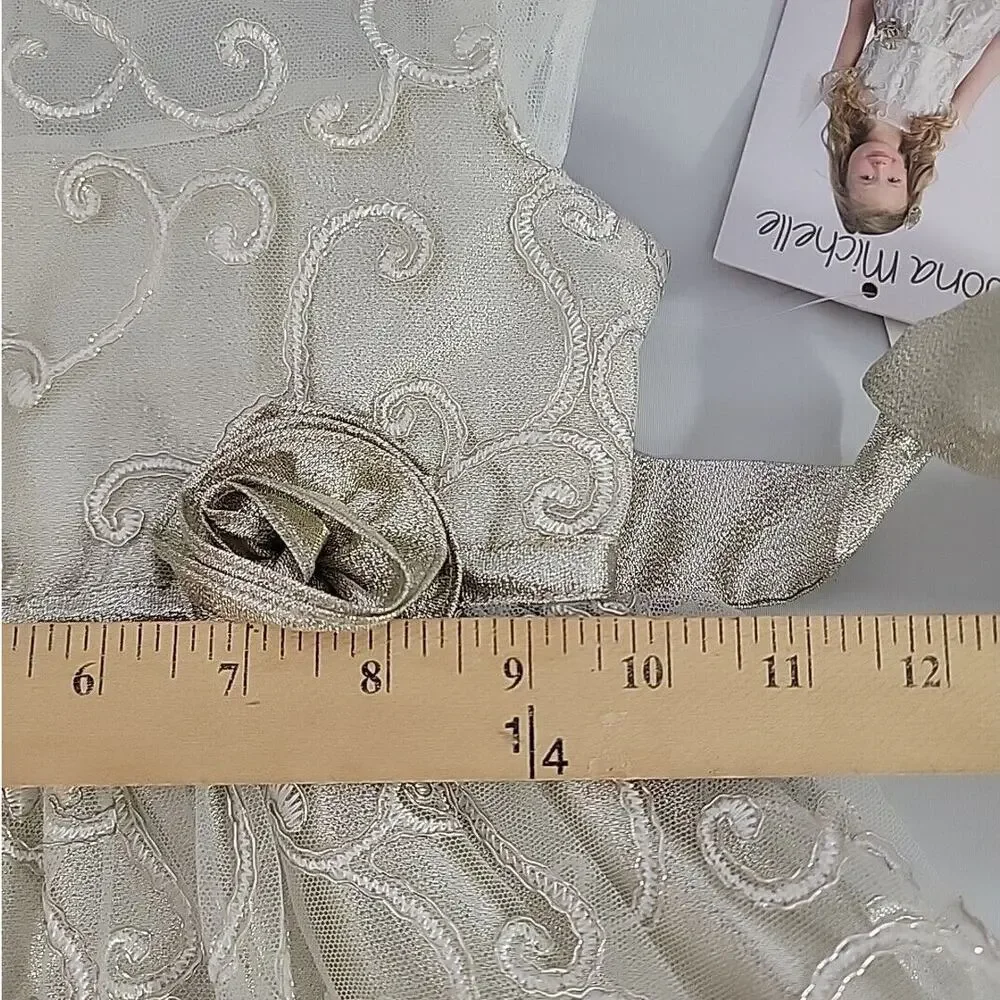 Jona Michelle Girls Toddler Holiday Christmas Dress Gold Lace 3T NWT STUNNING